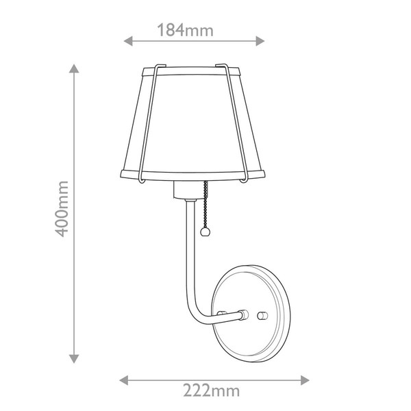 Elstead Clarke Wandleuchte E27 Warmes Messing und schwarzes Metallschirm Schwarz