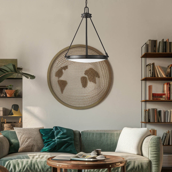 Elstead Collier Pendelleuchte E14 4-fach Schwarzes Oxid Glas klar mit Luftbläschen