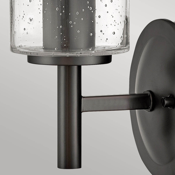 Elstead Collier Wandleuchte E27 Schwarzes Oxid Glas mit Luftbläschen