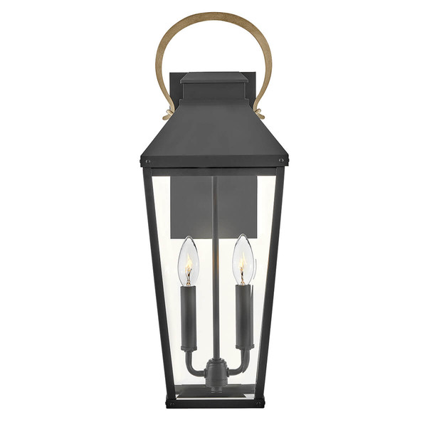 Elstead Dawson Außenwandleuchte E14 2-fach Schwarz mit brünierten Bronze Akzenten Klar IP44