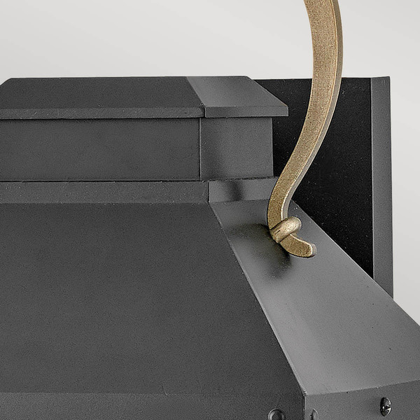 Elstead Dawson Außenwandleuchte E27 Schwarz mit brünierten Bronze Akzenten Klar IP44