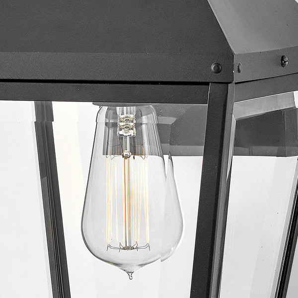 Elstead Dawson Außenwandleuchte E27 Schwarz mit brünierten Bronze Akzenten Klar IP44