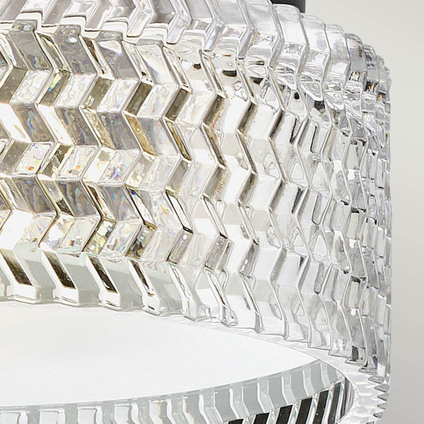 Elstead Elle Deckenleuchte E27 2-fach Schwarz Glas geätzt mit Chevron Muster