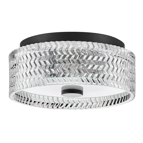 Elstead Elle Deckenleuchte E27 2-fach Schwarz Glas geätzt mit Chevron Muster