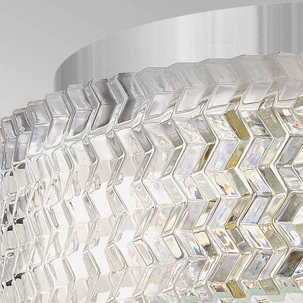 Elstead Elle Deckenleuchte E27 2-fach Chrom Glas geätzt mit Chevron Muster