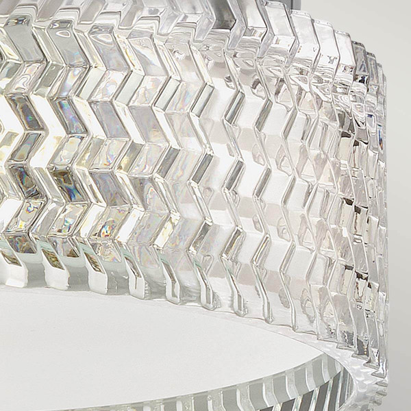 Elstead Elle Deckenleuchte E27 2-fach Chrom Glas geätzt mit Chevron Muster