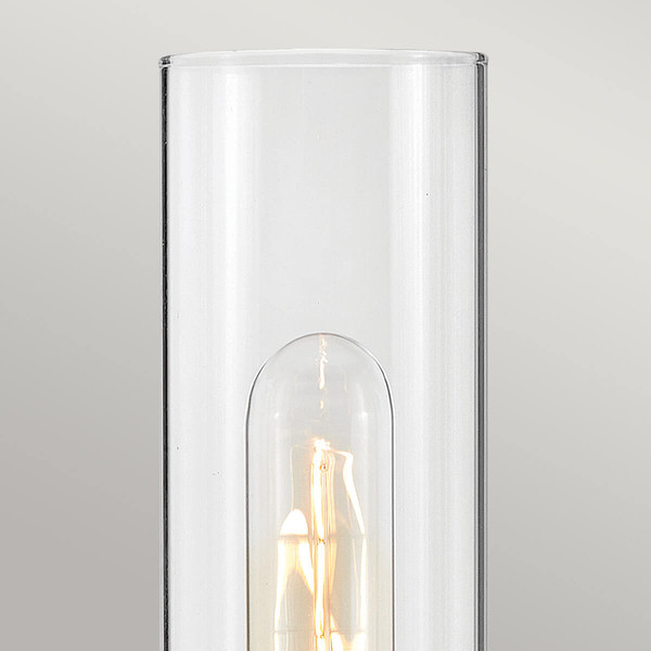 Elstead Ellison Wandleuchte E27 Schwarz mit Heritage-Messing Glas klar IP44