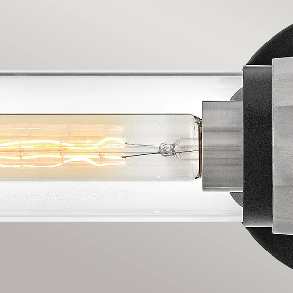 Elstead Ellison Wandleuchte E27 2-fach Schwarz mit Nickel gebürstet Glas klar IP44