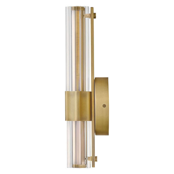 Elstead Georgette LED Bad-Wandleuchte dimmbar IP44 warmweiss 14W Messing lackiert Stahl Riffelglas 36cm