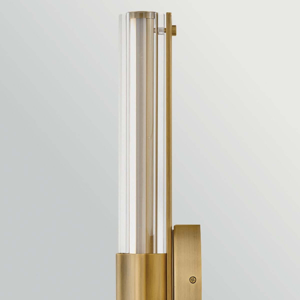 Elstead Georgette LED Bad-Wandleuchte dimmbar IP44 warmweiss 22W Messing lackiert Stahl Riffelglas 61cm