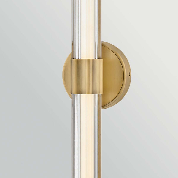 Elstead Georgette LED Bad-Wandleuchte dimmbar IP44 warmweiss 22W Messing lackiert Stahl Riffelglas 61cm