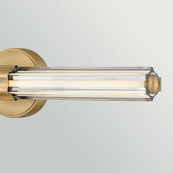 Elstead Georgette LED Bad-Wandleuchte dimmbar IP44 warmweiss 22W Messing lackiert Stahl Riffelglas 61cm