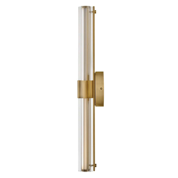 Elstead Georgette LED Bad-Wandleuchte dimmbar IP44 warmweiss 22W Messing lackiert Stahl Riffelglas 61cm