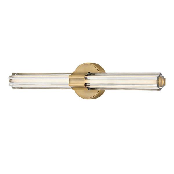 Elstead Georgette LED Bad-Wandleuchte dimmbar IP44 warmweiss 22W Messing lackiert Stahl Riffelglas 61cm