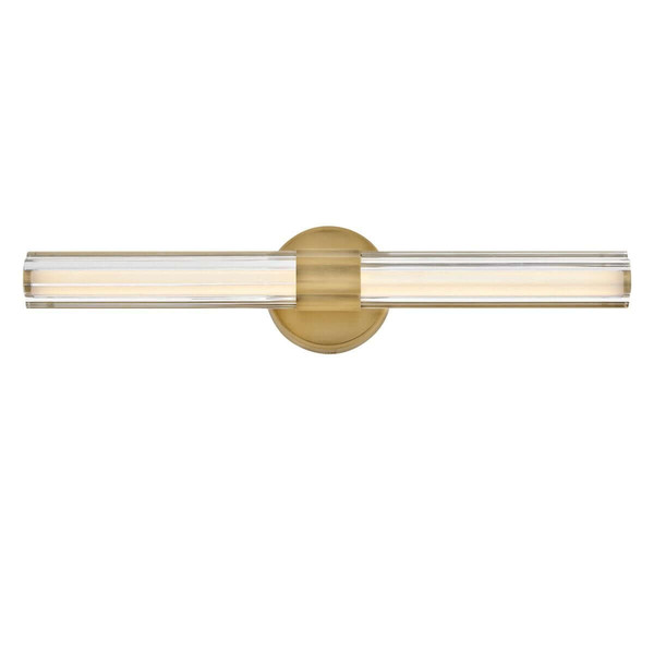 Elstead Georgette LED Bad-Wandleuchte dimmbar IP44 warmweiss 22W Messing lackiert Stahl Riffelglas 61cm