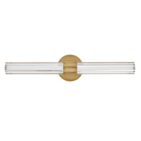 Elstead Georgette LED Bad-Wandleuchte dimmbar IP44 warmweiss 22W Messing lackiert Stahl Riffelglas 61cm