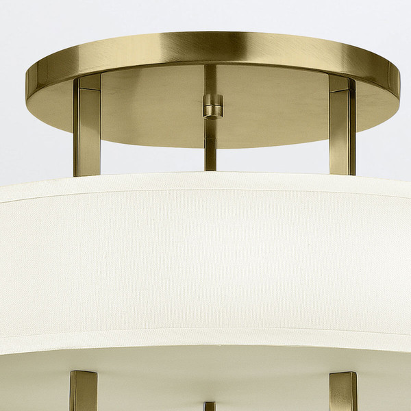 Elstead Hampton Deckenleuchte E27 3-fach Gebürstetes Messing Weiß