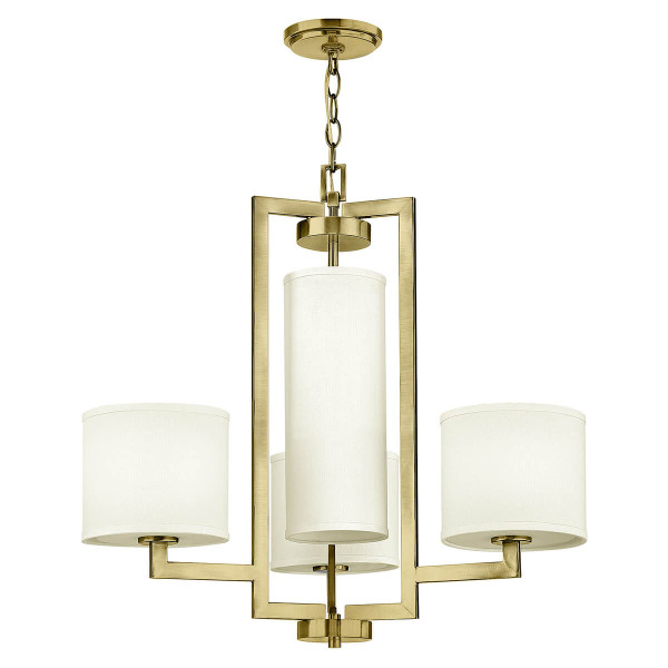 Elstead Hampton Kronleuchter E27 4-fach Gebürstetes Messing Weiß