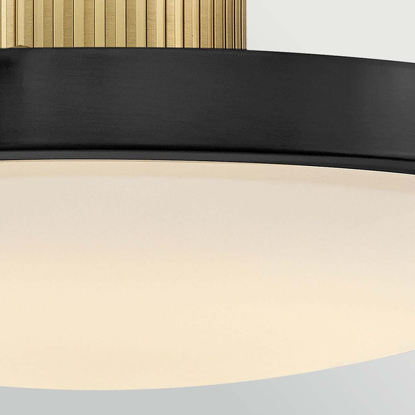 Elstead Kieran LED Deckenleuchte dimmbar CCT warm-/neutralweiss 32W Schwarz-Messing Stahl Satinglas Ø36cm