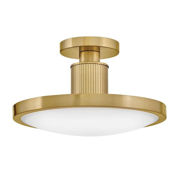 Elstead Kieran LED Deckenleuchte dimmbar CCT warm-/neutralweiss 32W Messing lackiert Stahl Satinglas Ø36cm