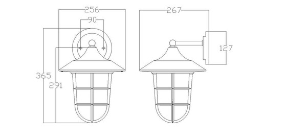 Elstead Marina Außen-Wandleuchte E27 37cm Silber IP44