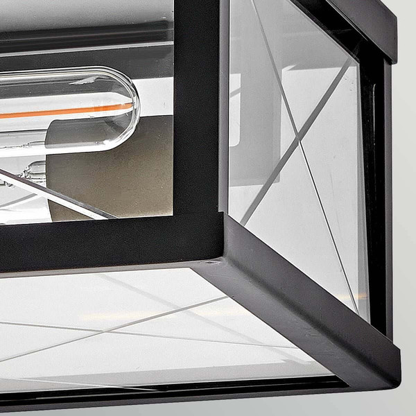 Elstead Monte Außendeckenleuchte 2-flammig E27 IP44 Schwarz Alu Schliffglas 31cm