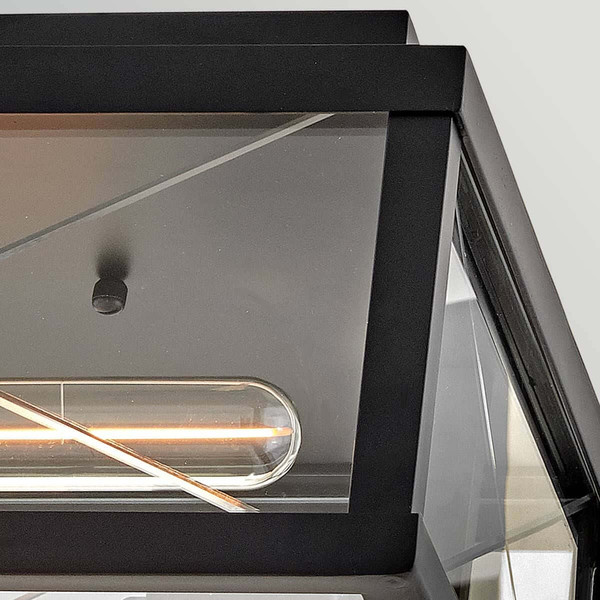 Elstead Monte Außendeckenleuchte 2-flammig E27 IP44 Schwarz Alu Schliffglas 31cm