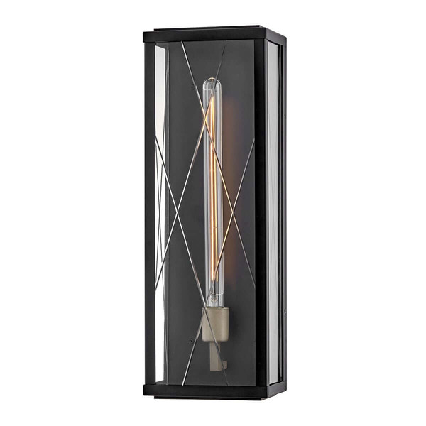 Elstead Monte Außenwandleuchte E27 IP44 Schwarz Alu Schliffglas 56cm