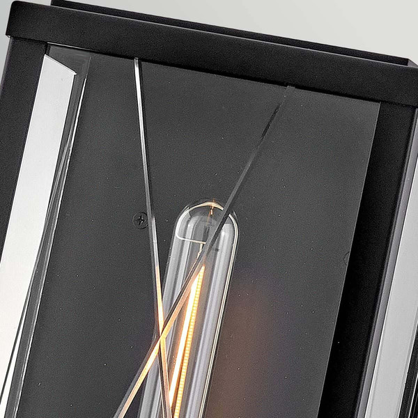 Elstead Monte Außenwandleuchte E27 IP44 Schwarz Alu Schliffglas 56cm