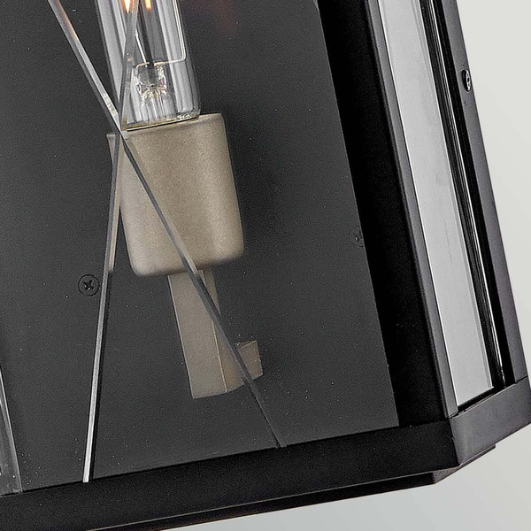 Elstead Monte Außenwandleuchte E27 IP44 Schwarz Alu Schliffglas 56cm