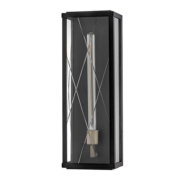 Elstead Monte Außenwandleuchte E27 IP44 Schwarz Alu Schliffglas 56cm