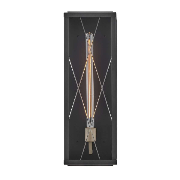 Elstead Monte Außenwandleuchte E27 IP44 Schwarz Alu Schliffglas 56cm