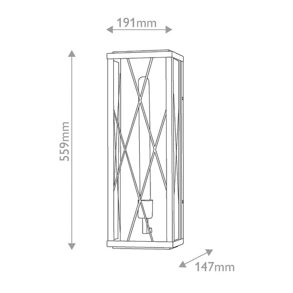 Elstead Monte Außenwandleuchte E27 IP44 Schwarz Alu Schliffglas 56cm