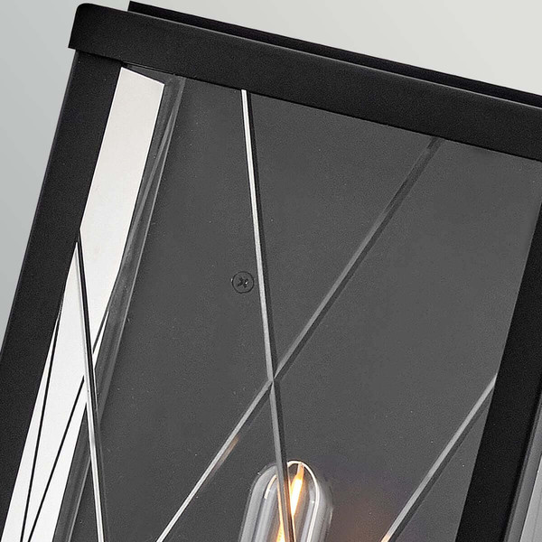Elstead Monte Außenwandleuchte E27 IP44 Schwarz Alu Schliffglas 41cm