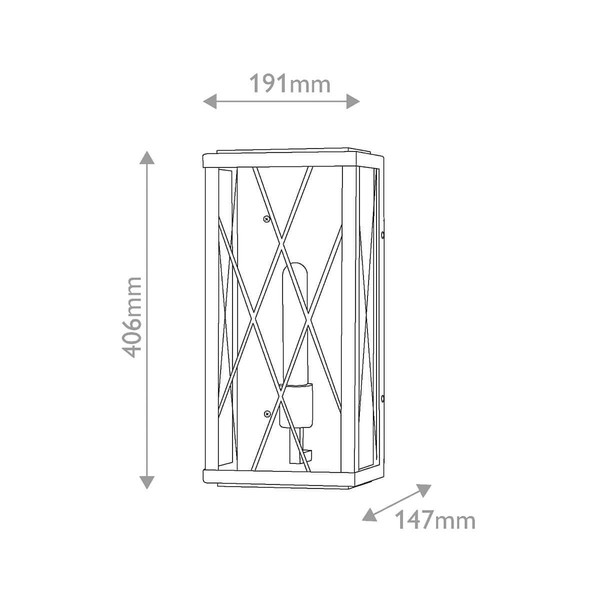 Elstead Monte Außenwandleuchte E27 IP44 Schwarz Alu Schliffglas 41cm