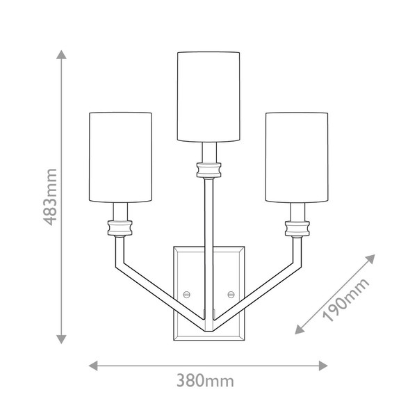 Elstead Moore  Wandleuchte E14 3-fach Heritage Messing mit Leinenschirm elfenbeinfarben Weiß
