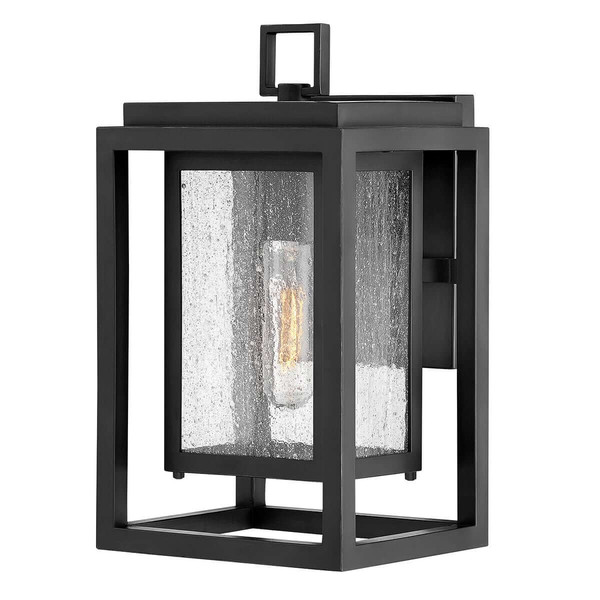 Elstead Republic Außenwandleuchte E27 IP44 Schwarz Blasenglas 31cm
