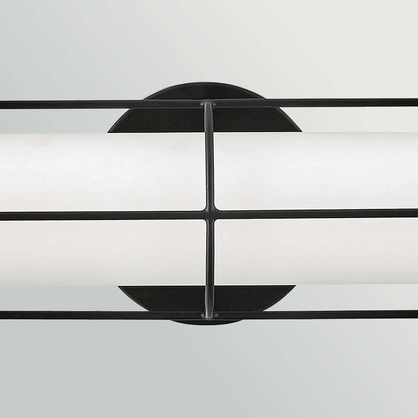 Elstead Saylor LED Bad-Wandleuchte dimmbar IP44 warmweiss 23,5W Mattschwarz Stahl Opalglas 61cm