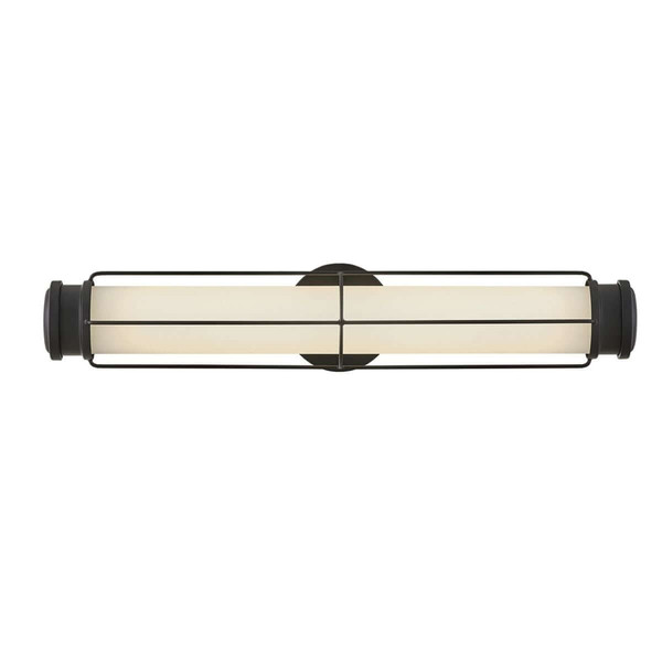 Elstead Saylor LED Bad-Wandleuchte dimmbar IP44 warmweiss 23,5W Mattschwarz Stahl Opalglas 61cm