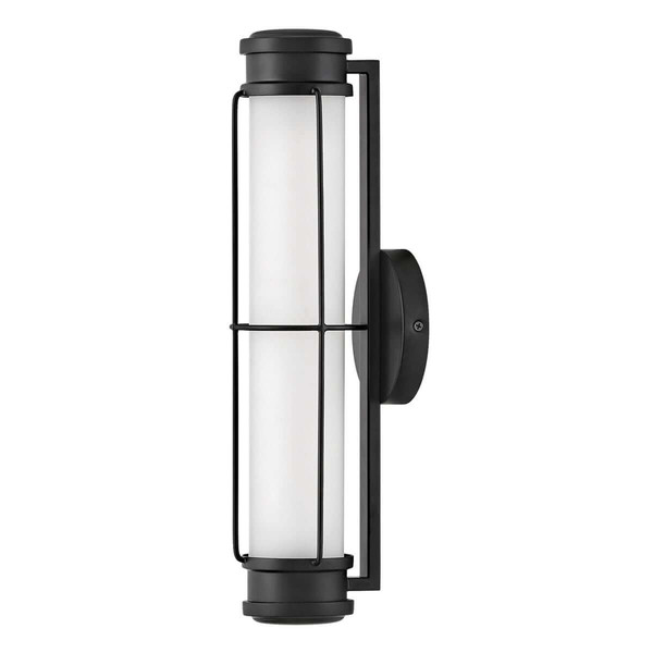 Elstead Saylor LED Bad-Wandleuchte dimmbar IP44 warmweiss 19W Mattschwarz Stahl Opalglas 43cm