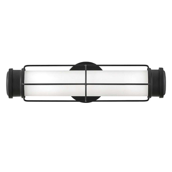 Elstead Saylor LED Bad-Wandleuchte dimmbar IP44 warmweiss 19W Mattschwarz Stahl Opalglas 43cm