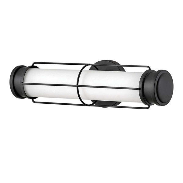 Elstead Saylor LED Bad-Wandleuchte dimmbar IP44 warmweiss 19W Mattschwarz Stahl Opalglas 43cm