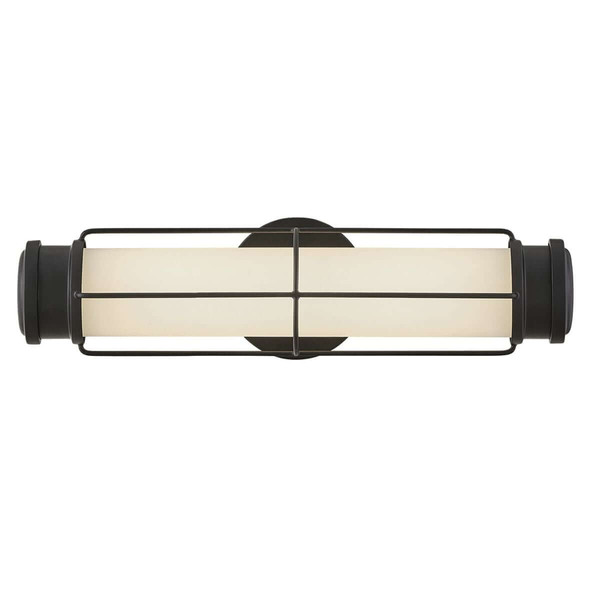 Elstead Saylor LED Bad-Wandleuchte dimmbar IP44 warmweiss 19W Mattschwarz Stahl Opalglas 43cm