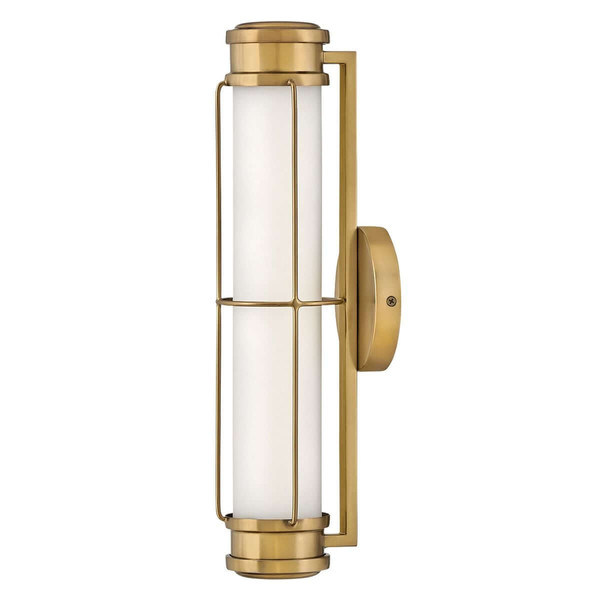 Elstead Saylor LED Bad-Wandleuchte dimmbar IP44 warmweiss 19W Heritage-Messing Stahl Opalglas 43cm