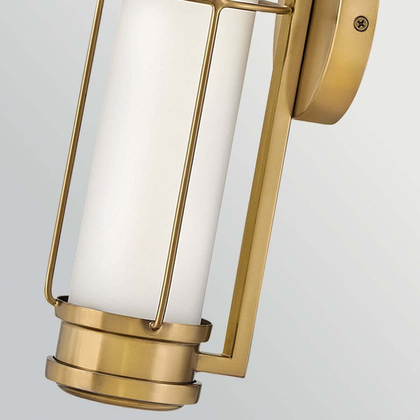 Elstead Saylor LED Bad-Wandleuchte dimmbar IP44 warmweiss 19W Heritage-Messing Stahl Opalglas 43cm