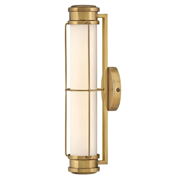 Elstead Saylor LED Bad-Wandleuchte dimmbar IP44 warmweiss 19W Heritage-Messing Stahl Opalglas 43cm