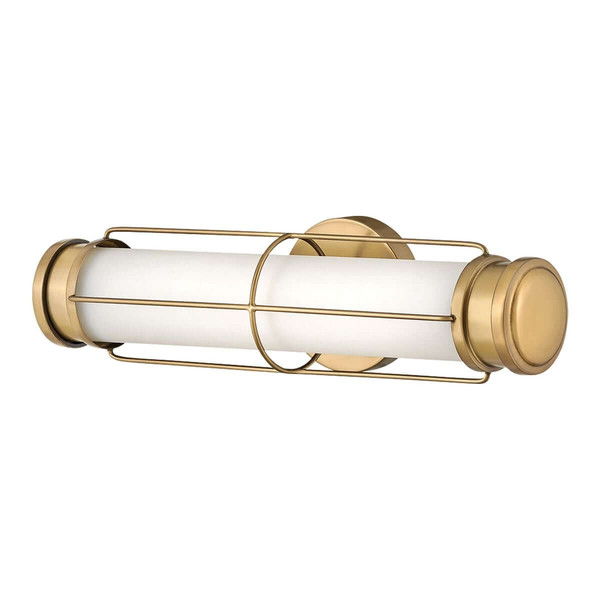Elstead Saylor LED Bad-Wandleuchte dimmbar IP44 warmweiss 19W Heritage-Messing Stahl Opalglas 43cm