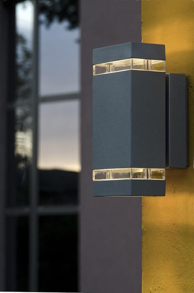 Elstead Jannik LED Außen-Wandleuchte 2-fach 24cm Dunkelgrau IP44