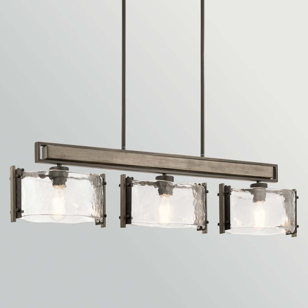 Elstead Aberdeen Pendelleuchte 3-flammig E27 Altbronze-Grau Stahl Klarglas 106cm