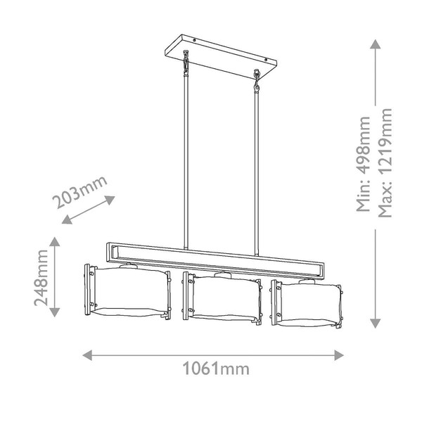 Elstead Aberdeen Pendelleuchte 3-flammig E27 Altbronze-Grau Stahl Klarglas 106cm